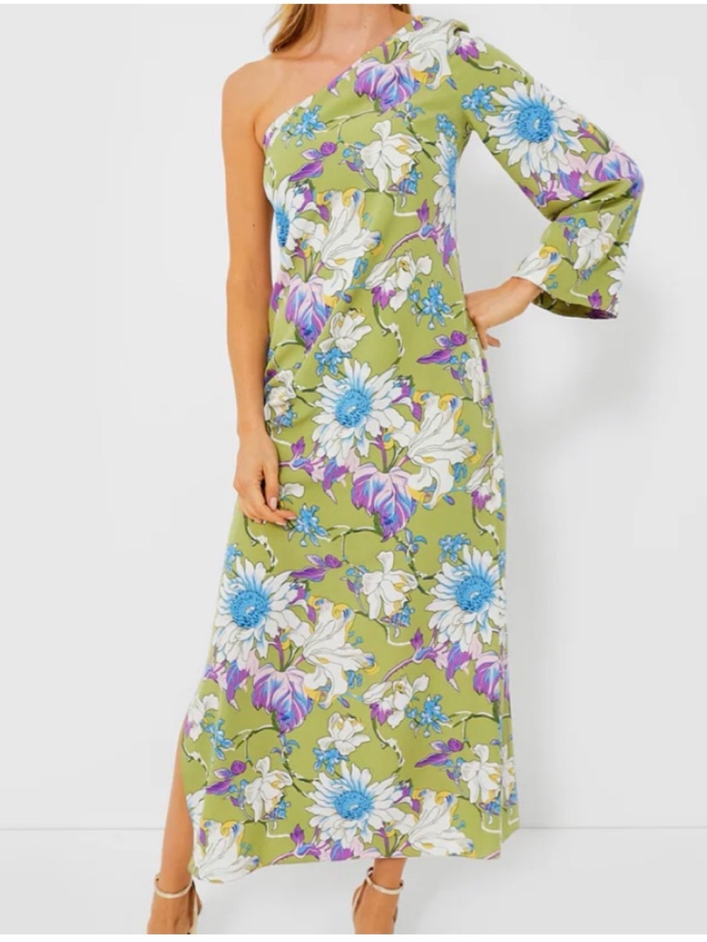 Tuckernuck Hyacinth House One Shoulder Odelia Maxi Dress Green Sz S